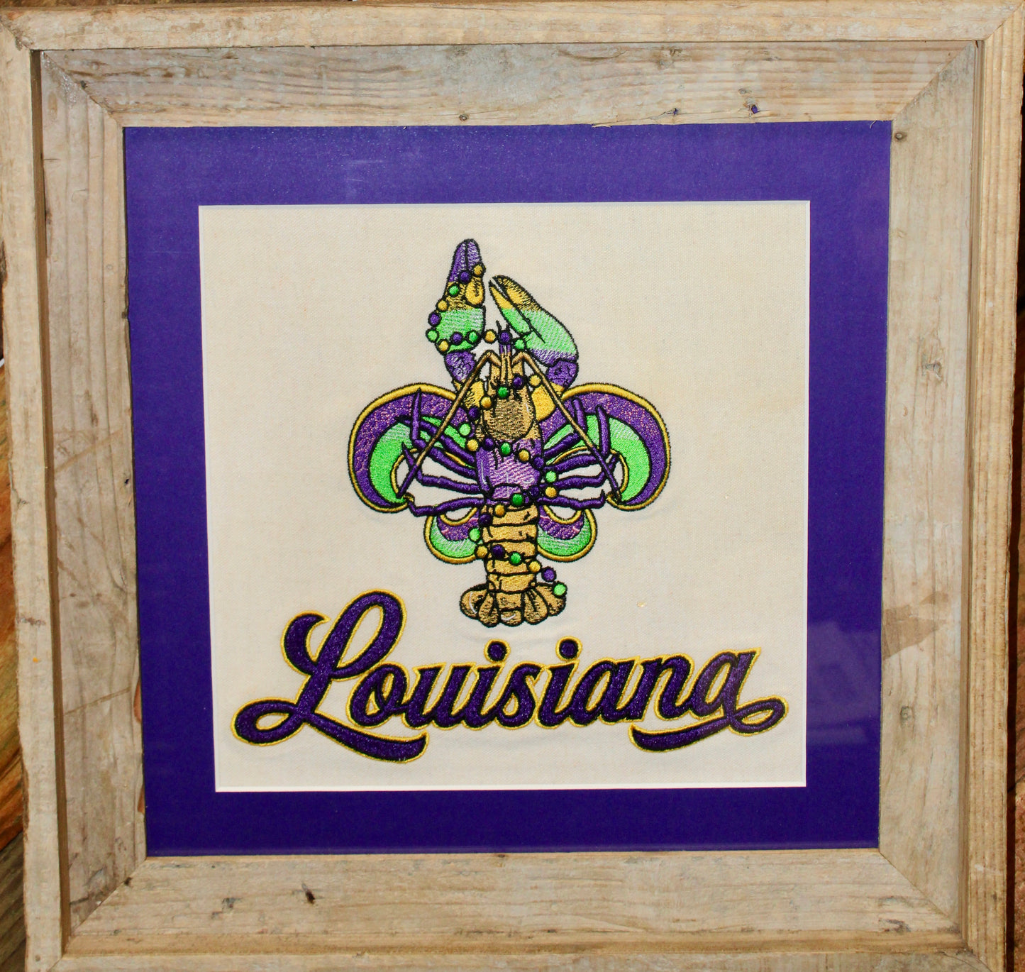 Louisiana Crawfish Fleur-de-Lis Framed Art