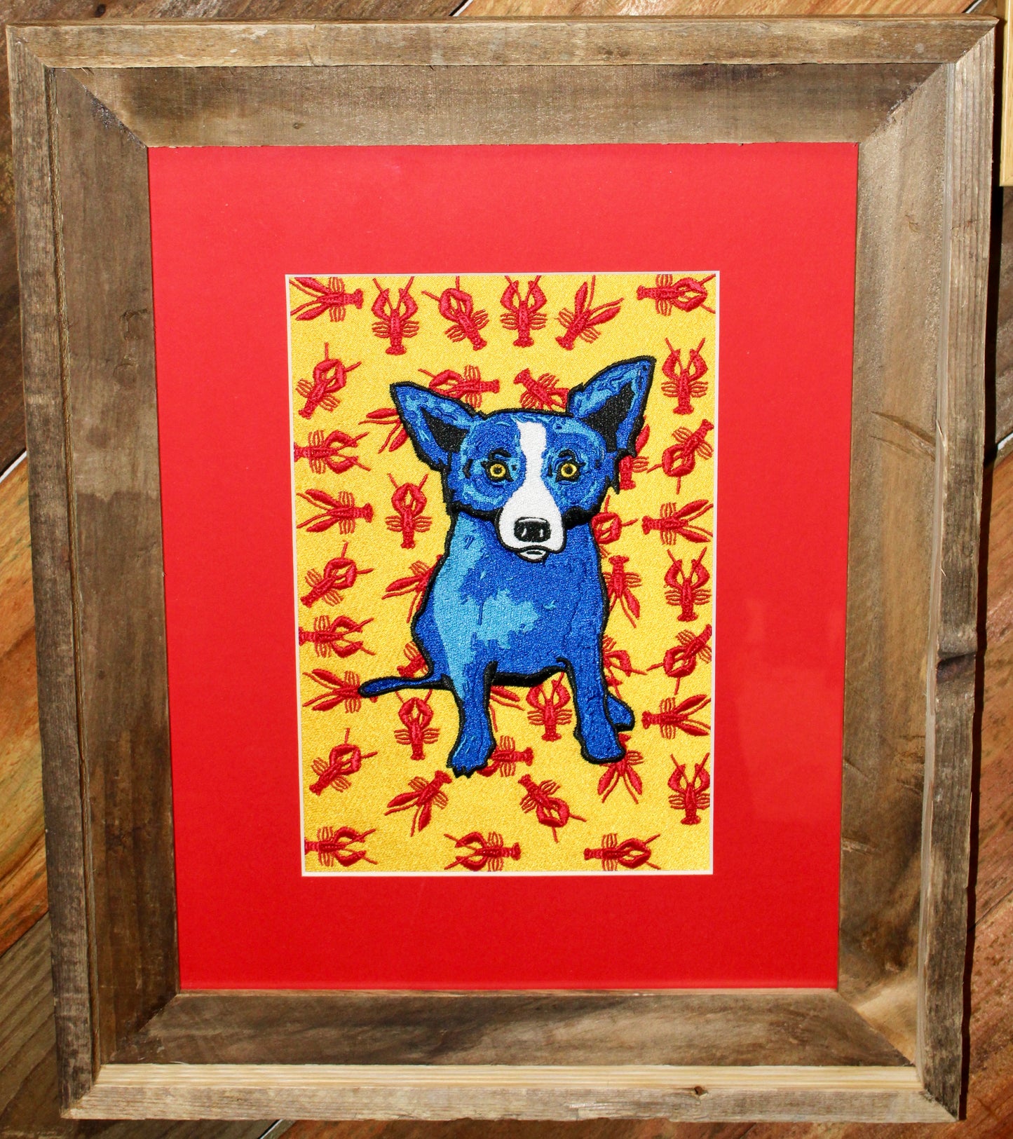 Blue Dog Crawfish Pattern Framed Art