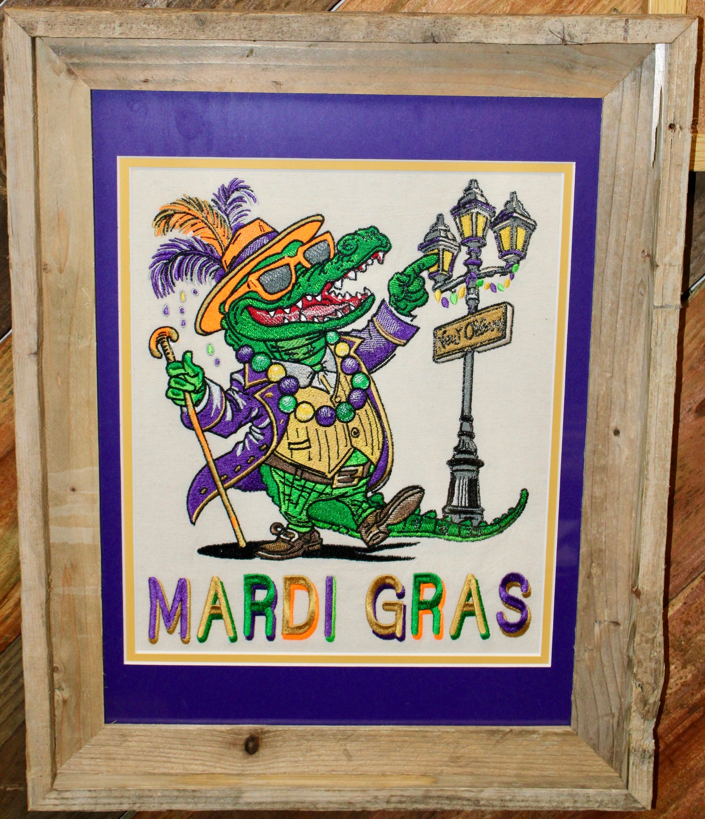 Mardi Gras Alligator Framed Art