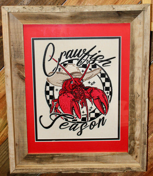 Crawfish Season Script Framed Art